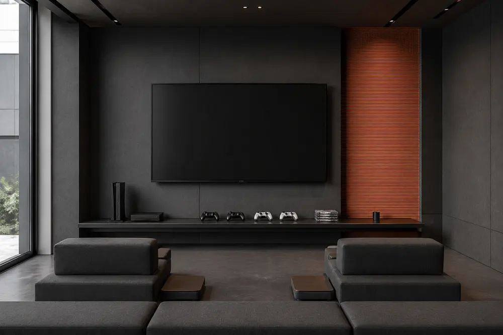 Living con consolas y sillones del andén casual